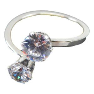 Silver Toned Forever One  Engagement Ring Alternative Size